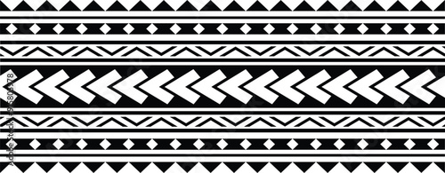 Polynesian pattern tribal tattoo border. Tribal tattoo geometric fore arm samoan band.Tattoo eps forearm samoan sleeve bracelet.Fabric seamless isolated hawaiian pattern on white background.