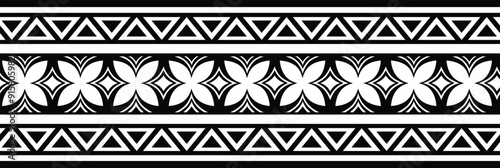 Polynesian tattoo design tribal border. Tribal design ethnic ornament maori band. Samoan Tattoo ribbon sleeve bracelet. Fabric seamless isolated hawaiian armband pattern on white background.