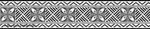Polynesian tattoo design tribal border. Tribal design ethnic ornament maori band. Samoan Tattoo ribbon sleeve bracelet. Fabric seamless isolated hawaiian armband pattern on white background.