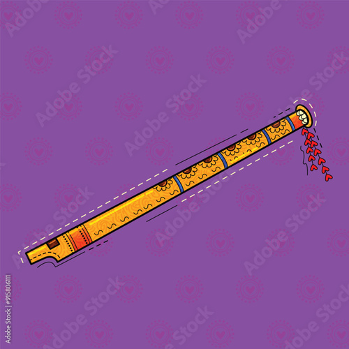 illustration of desi (Indian) art style flute.