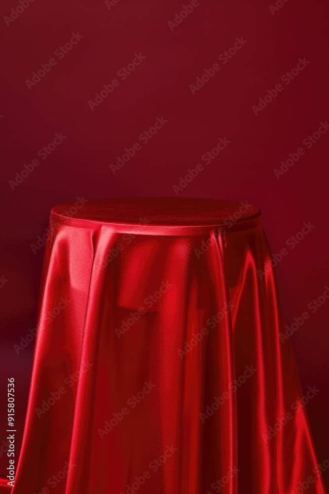 The chair is wrapped in luxurious red velvet, which shines under the light. The fabric has a slight sheen and appears smooth. The chair is wrapped in luxurious red velvet, which shines under the light. The fabric has a slight sheen and appears smooth.