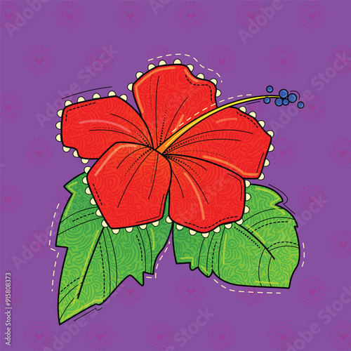 illustration of desi (Indian) art style hibiscus flower. photo