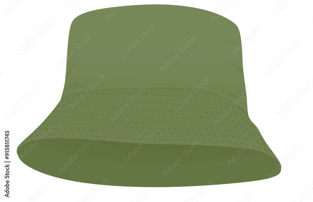 Fototapeta premium Green fisherman hat. vector illustration
