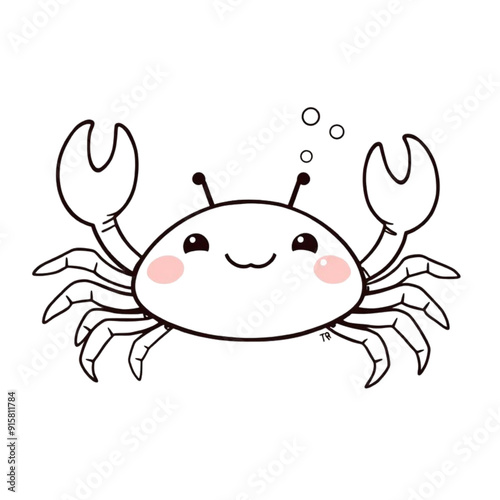 Coloring page outline of a cute crab coloring page on an Isolated transparent background. generated with AI photo