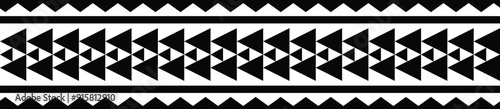 Polynesian tattoo design tribal border. Tribal design ethnic ornament maori band. Samoan Tattoo ribbon sleeve bracelet. Fabric seamless isolated hawaiian armband pattern on white background.