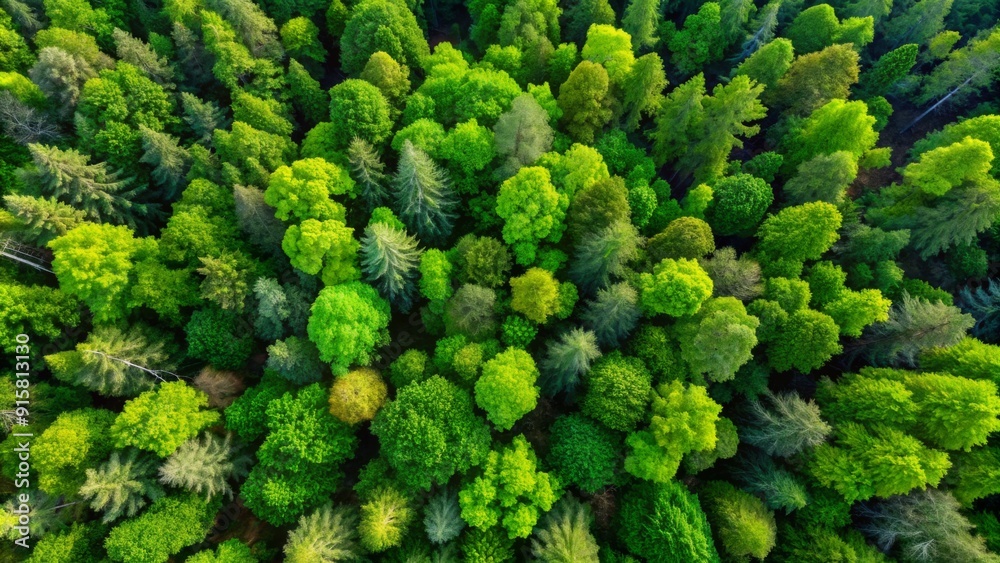 Aerial View of a Lush Forest Canopy - Bird's-Eye Perspective - Composition of Green Trees - Nature, Forest, Woodland, Canopy, Aerial Photography, Drone Photography, Green Aerial View of a Lush Forest Canopy - Bird's-Eye Perspective - Composition of Green Trees - Nature, Forest, Woodland, Canopy, Aerial Photography, Drone Photography, Green