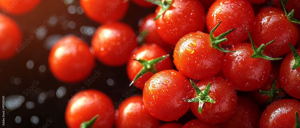 Freshly Harvested Juicy Cherry Tomatoes Gathered From Local Garden Under Bright Sunshine Freshly Harvested Juicy Cherry Tomatoes Gathered From Local Garden Under Bright Sunshine