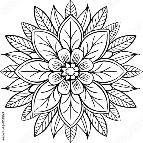 Flowers coloring pattern page KDP interiors line art black and white