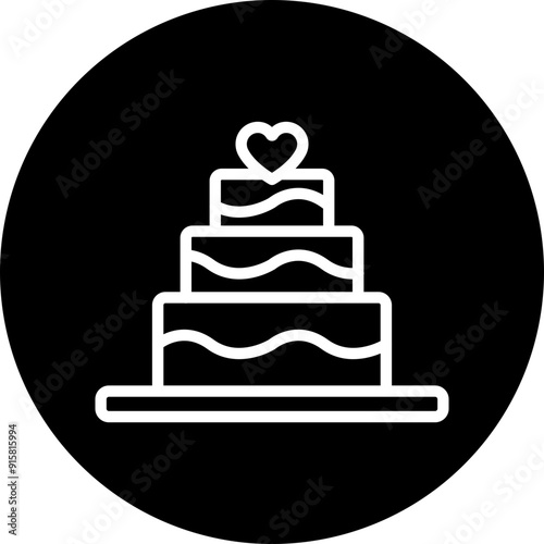 Wedding Cake Vector Line White Circle Black