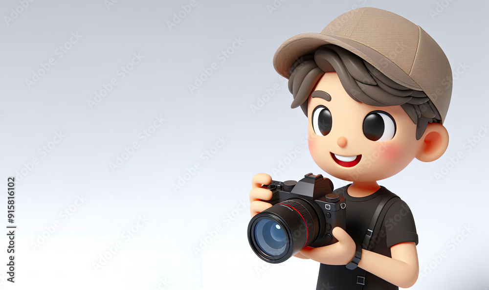 3D anime Character Photographer for world photography day theme background 3D anime Character Photographer for world photography day theme background