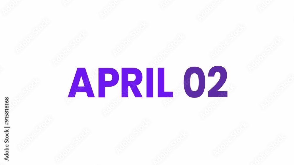 2nd April calendar icon animation. Alpha matte with transparent background 4K resolution. 2nd April calendar icon animation. Alpha matte with transparent background 4K resolution.