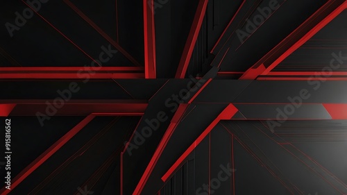 Wallpaper Mural Technological Elegance in Red and Black: Diagonal Line Composition.Generative AI. Torontodigital.ca