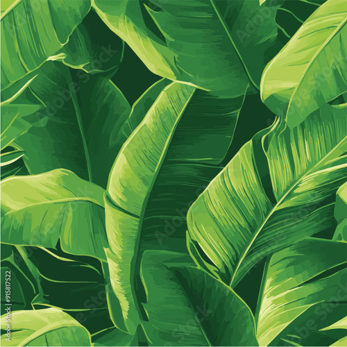 Vector of abstract banana leafSeamless Pattern photo