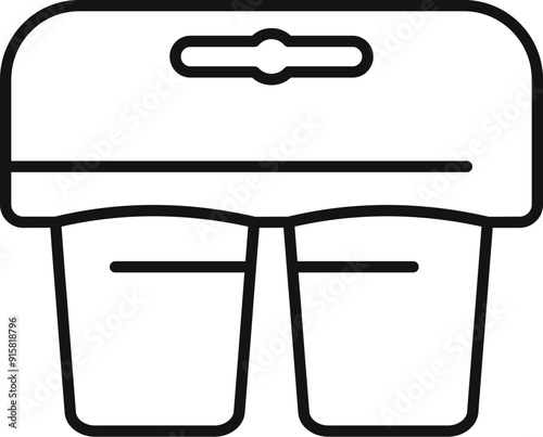 Line drawing of a double yogurt packaging with a blank label, ideal for showcasing your branding and design