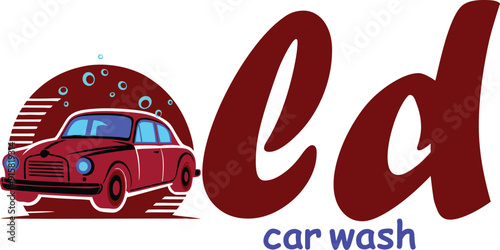 Old car wash vector logo design