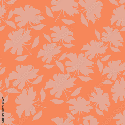 Elegance pink floral stems seamless pattern on a grey background. Vector hand drawn. Artistic, abstract flowers and tiny leaves, buds bells printing. Template for designs, fabric, fashion, textile
