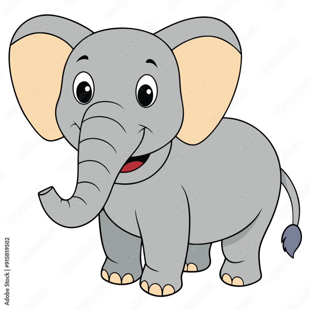 Fototapeta premium 2D African Elephant cartoon character vector icon illustration on white background