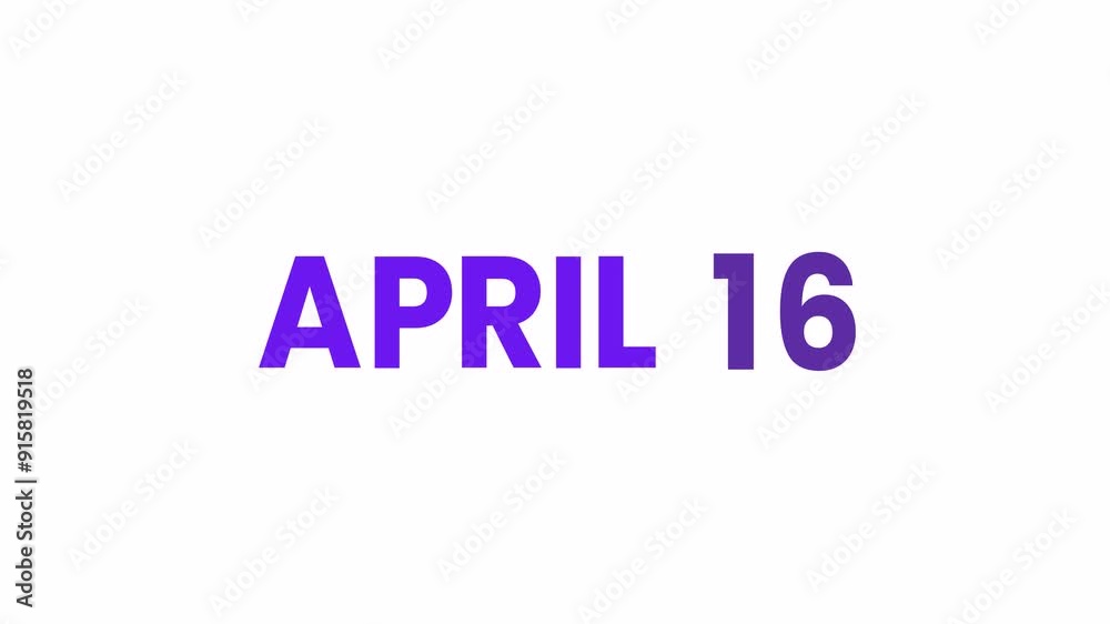 16th April calendar icon animation. Alpha matte with transparent background 4K resolution. 16th April calendar icon animation. Alpha matte with transparent background 4K resolution.