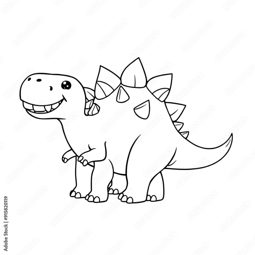 Fototapeta premium Coloring page outline of a dinosaur on an Isolated transparent background. generated with AI