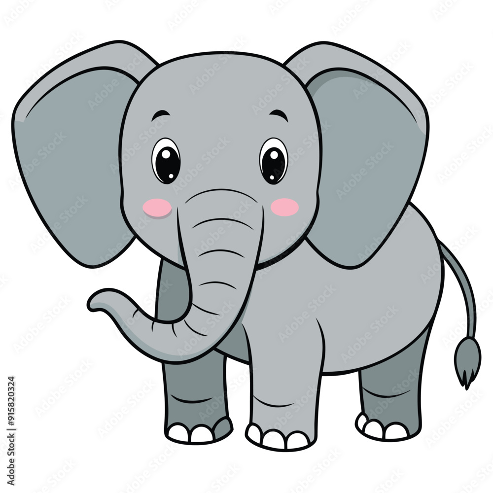 2D African Elephant cartoon character vector icon illustration on white background 2D African Elephant cartoon character vector icon illustration on white background