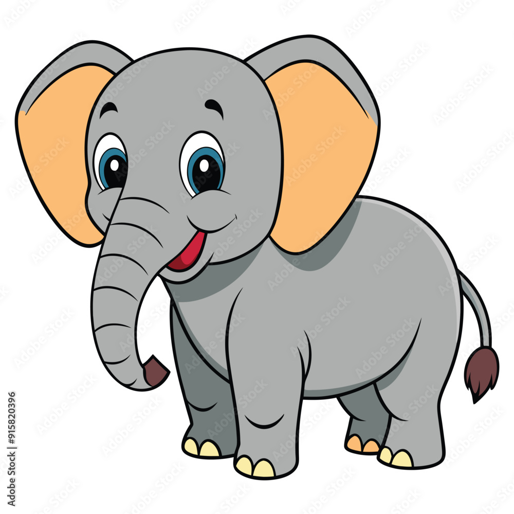 2D African Elephant cartoon character vector icon illustration on white background 2D African Elephant cartoon character vector icon illustration on white background