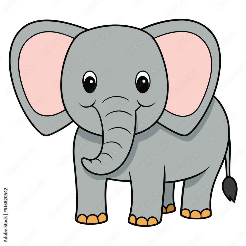 2D African Elephant cartoon character vector icon illustration on white background 2D African Elephant cartoon character vector icon illustration on white background