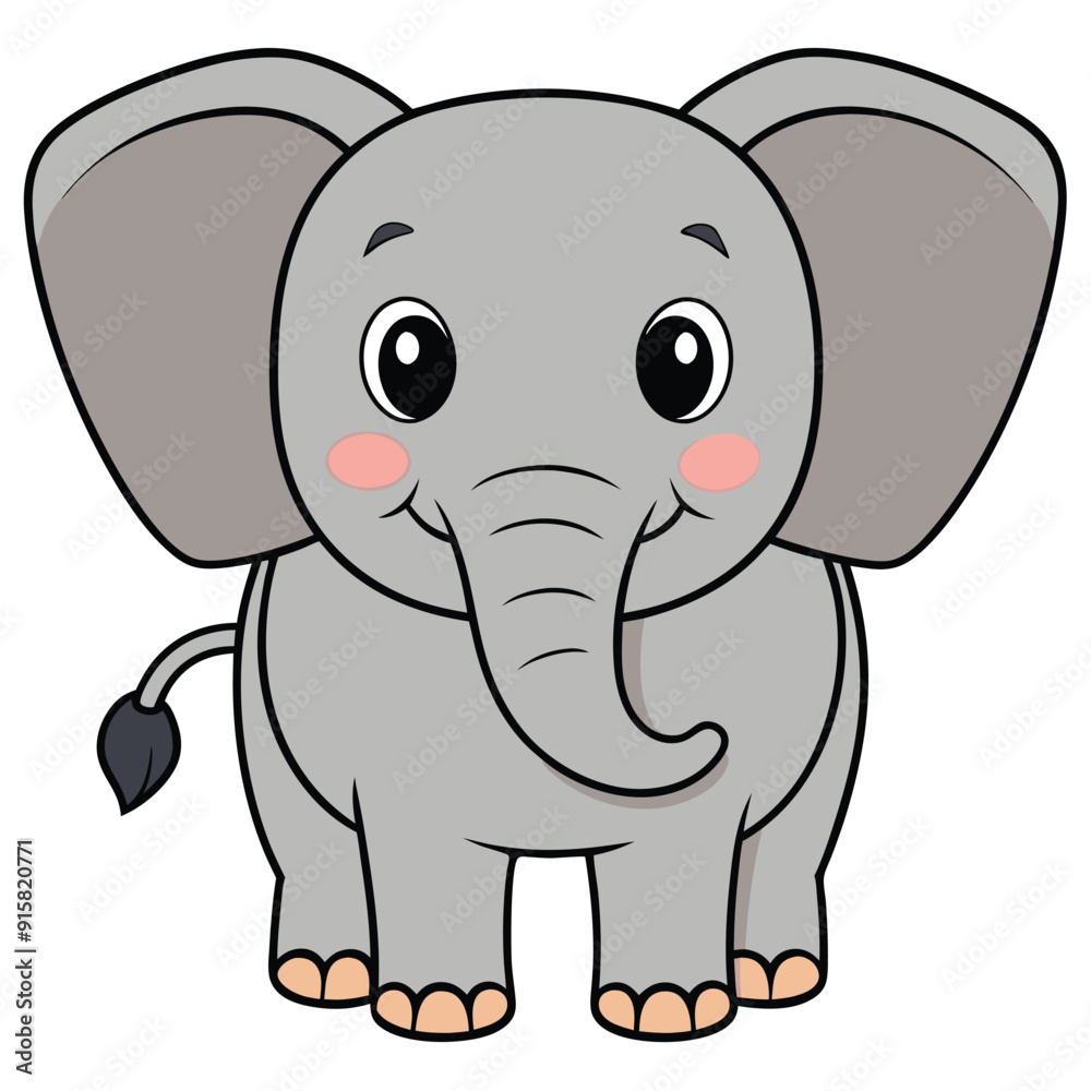 2D African Elephant cartoon character vector icon illustration on white background 2D African Elephant cartoon character vector icon illustration on white background