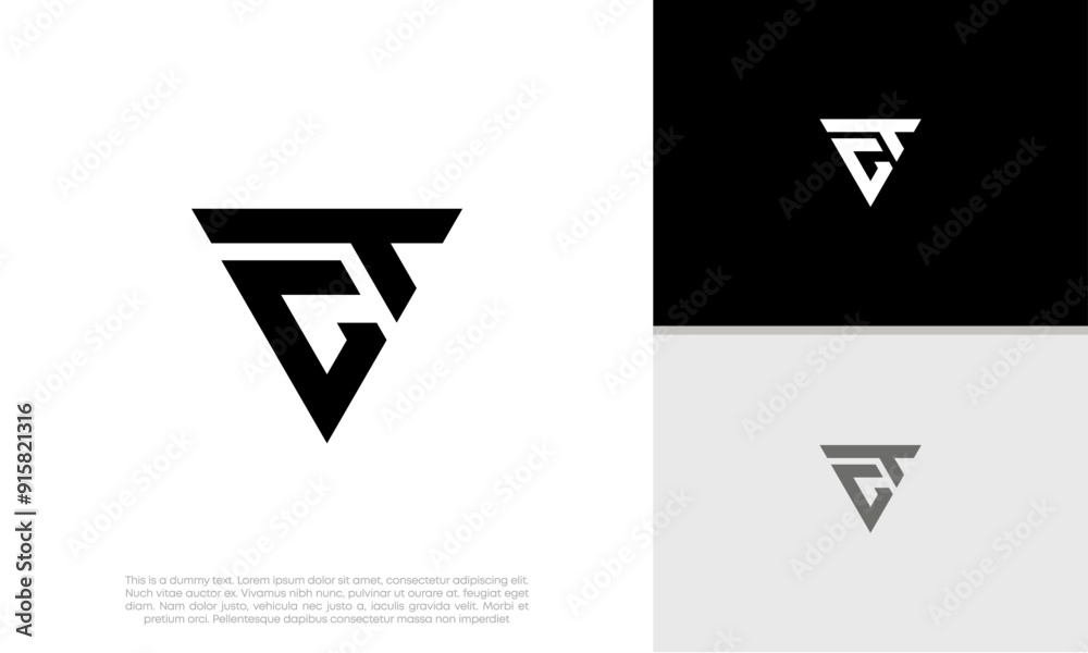 Naklejka premium Initials CT logo design. Initial Letter Logo. Innovative high tech logo template.