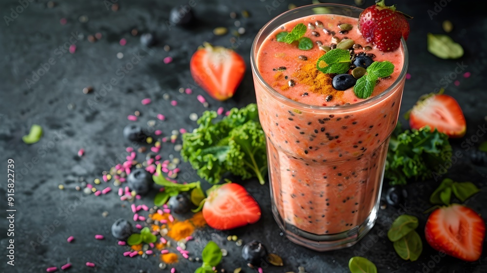 Refreshing Fitness Smoothie Blend with Fruit Extracts and Fresh Greens Refreshing Fitness Smoothie Blend with Fruit Extracts and Fresh Greens