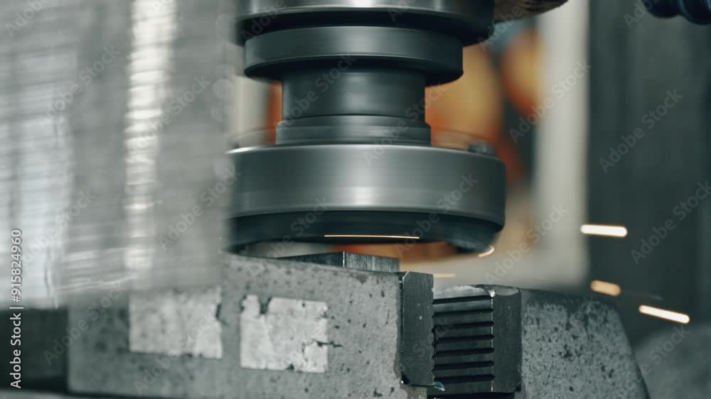 Close-up of a cnc milling machine cutting metal with precision, showcasing the machining process and metal shavings. Perfect for industrial, engineering, and manufacturing concepts