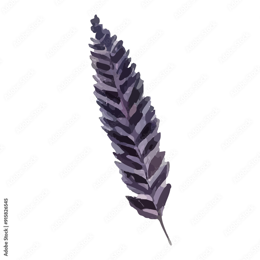 Watercolor painting of a single purple leaf on a white background. Watercolor painting of a single purple leaf on a white background.