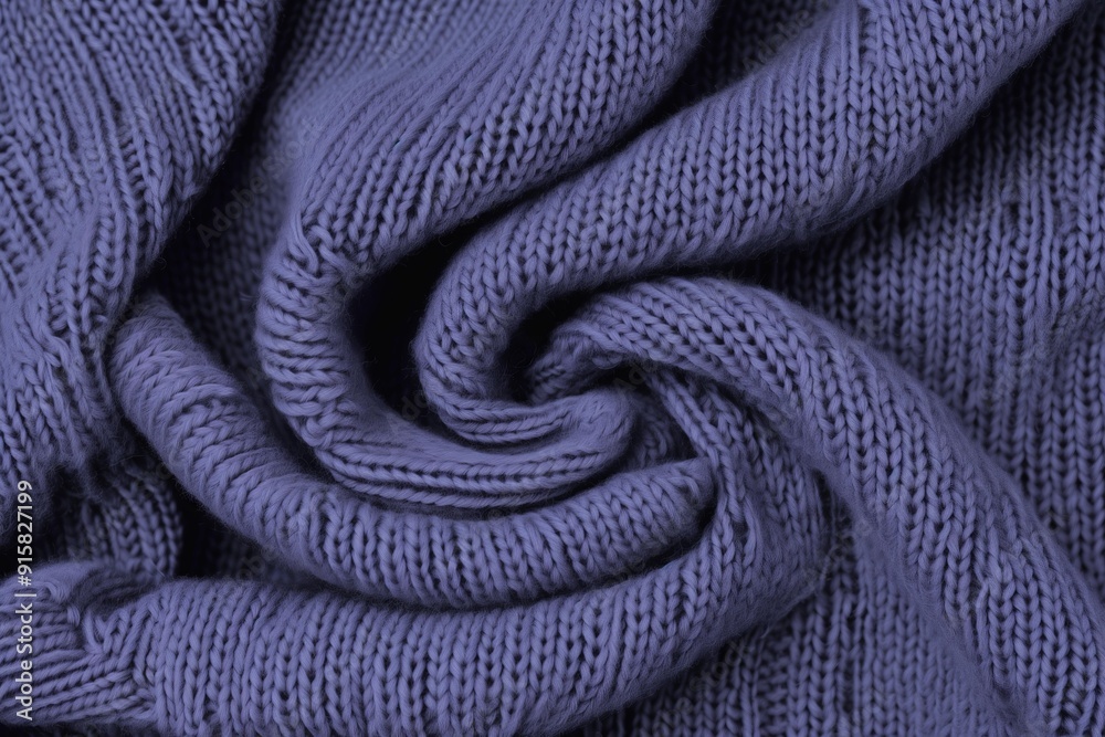soft knitted sweater fabric close up in dark future dusk blue color soft knitted sweater fabric close up in dark future dusk blue color