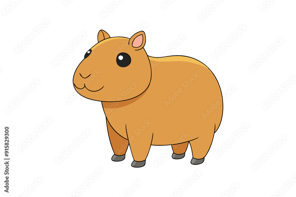 Fototapeta premium Capybara Vector Illustration | Linocut, Kawaii, Cartoon, Clipart & Line Art Design