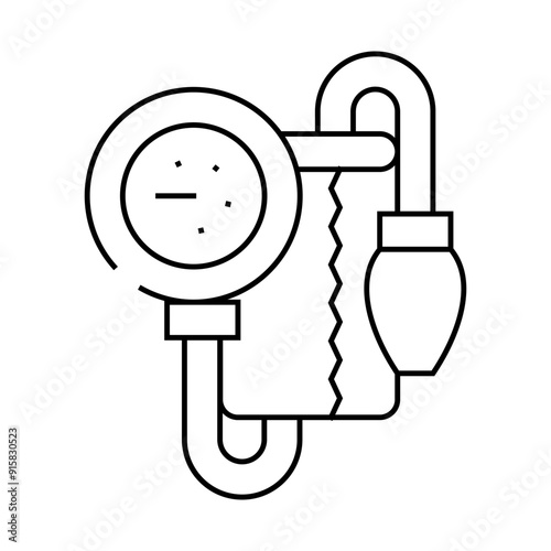 tonometer for check blood pressure line icon vector. tonometer for check blood pressure sign. isolated contour symbol black illustration