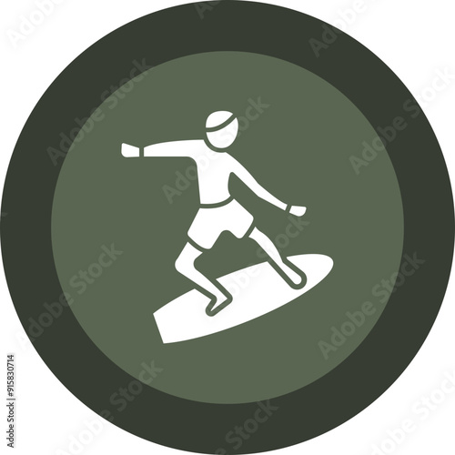 Surfing Glyph Circle Icon