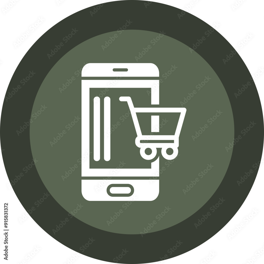 Mobile Shopping Glyph Circle Icon Mobile Shopping Glyph Circle Icon