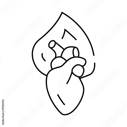 burning heart line icon vector. burning heart sign. isolated contour symbol black illustration