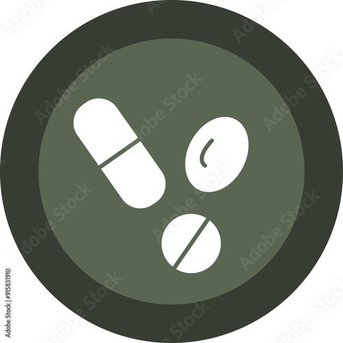 Capsules Glyph Circle Icon