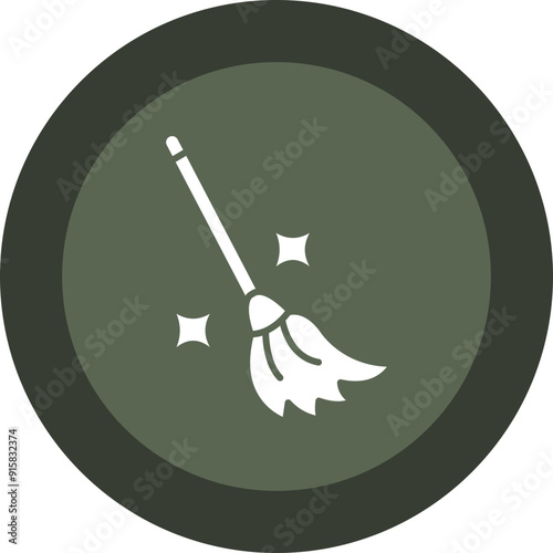 Witch Broom Glyph Circle Icon