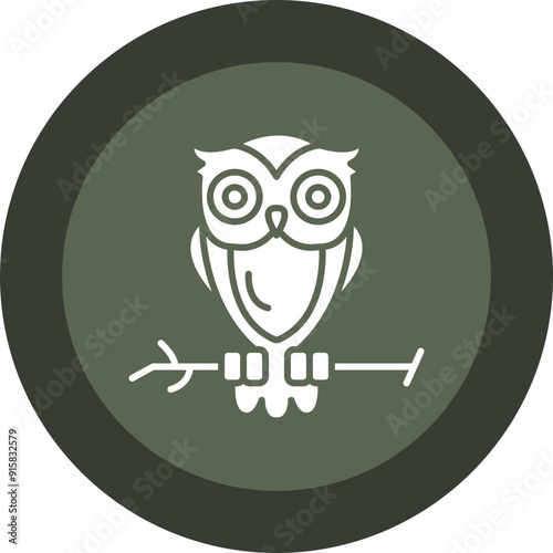 Owl Glyph Circle Icon