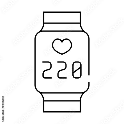 rhythm control watch line icon vector. rhythm control watch sign. isolated contour symbol black illustration