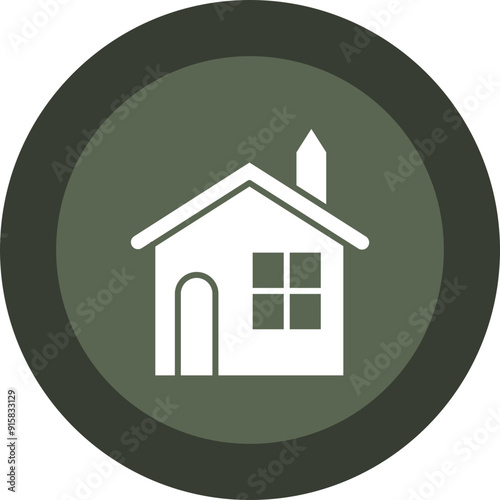 House Glyph Circle Icon