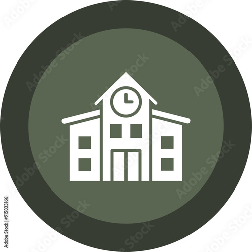 School Glyph Circle Icon