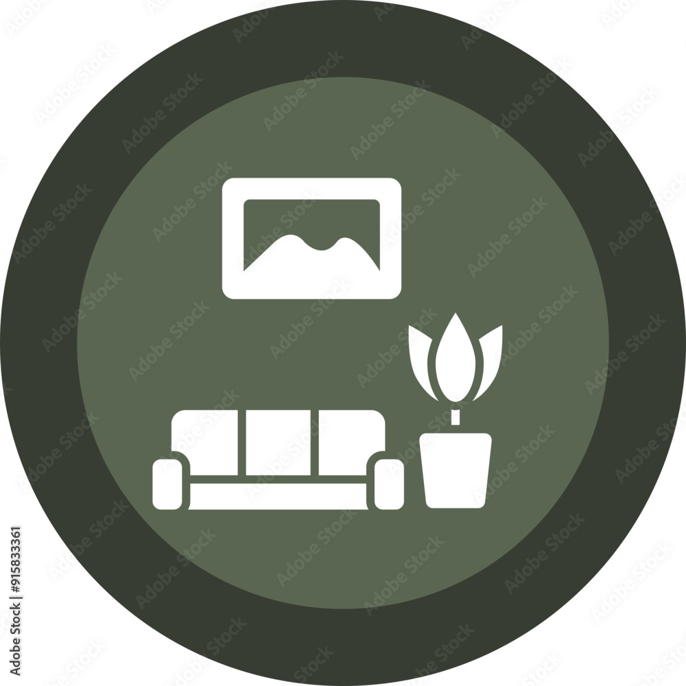 Living Room Glyph Circle Icon Living Room Glyph Circle Icon