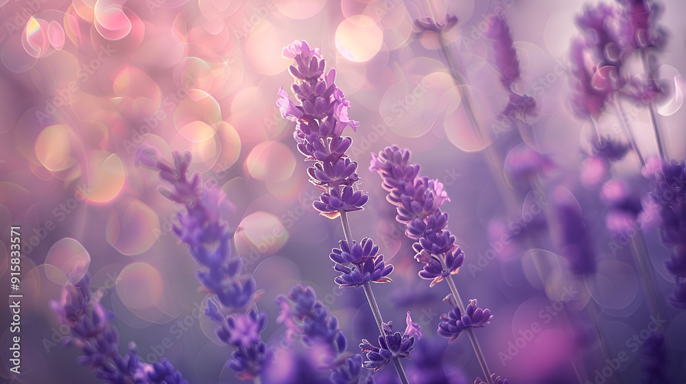 Lovely hazy picture of lavender blossoms in the outdoors