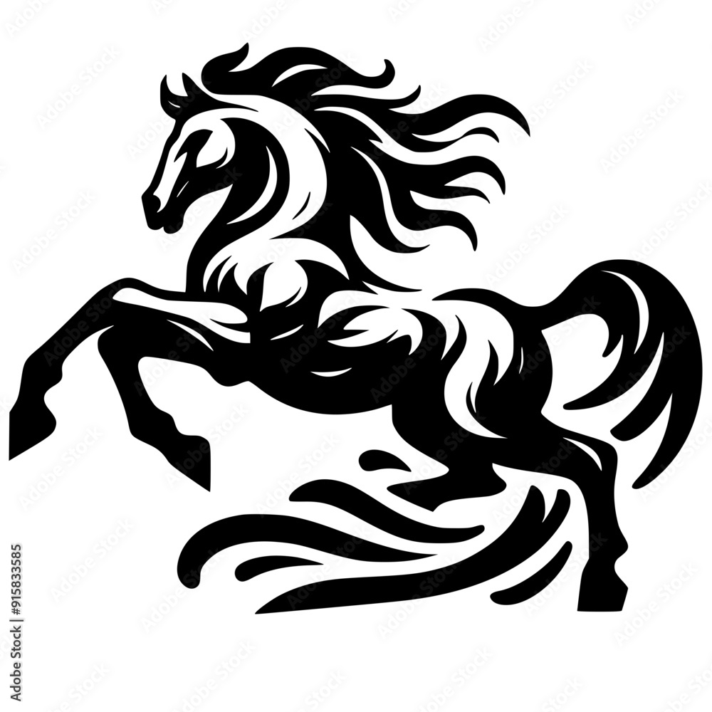 black and white horse