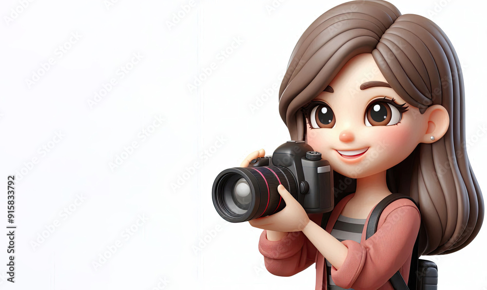 3D anime Character Photographer for world photography day theme background 3D anime Character Photographer for world photography day theme background