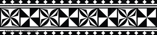 Polynesian tattoo design tribal border. Tribal design ethnic ornament maori band. Samoan Tattoo ribbon sleeve bracelet. Fabric seamless isolated hawaiian armband pattern on white background.