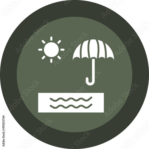 Beach Glyph Circle Icon
