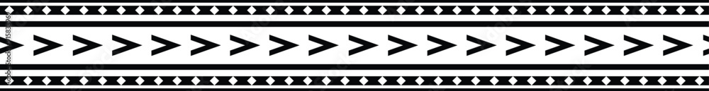 Polynesian tattoo design tribal border. Tribal design ethnic ornament maori band. Samoan Tattoo ribbon sleeve bracelet. Fabric seamless isolated hawaiian armband pattern on white background. Polynesian tattoo design tribal border. Tribal design ethnic ornament maori band. Samoan Tattoo ribbon sleeve bracelet. Fabric seamless isolated hawaiian armband pattern on white background.